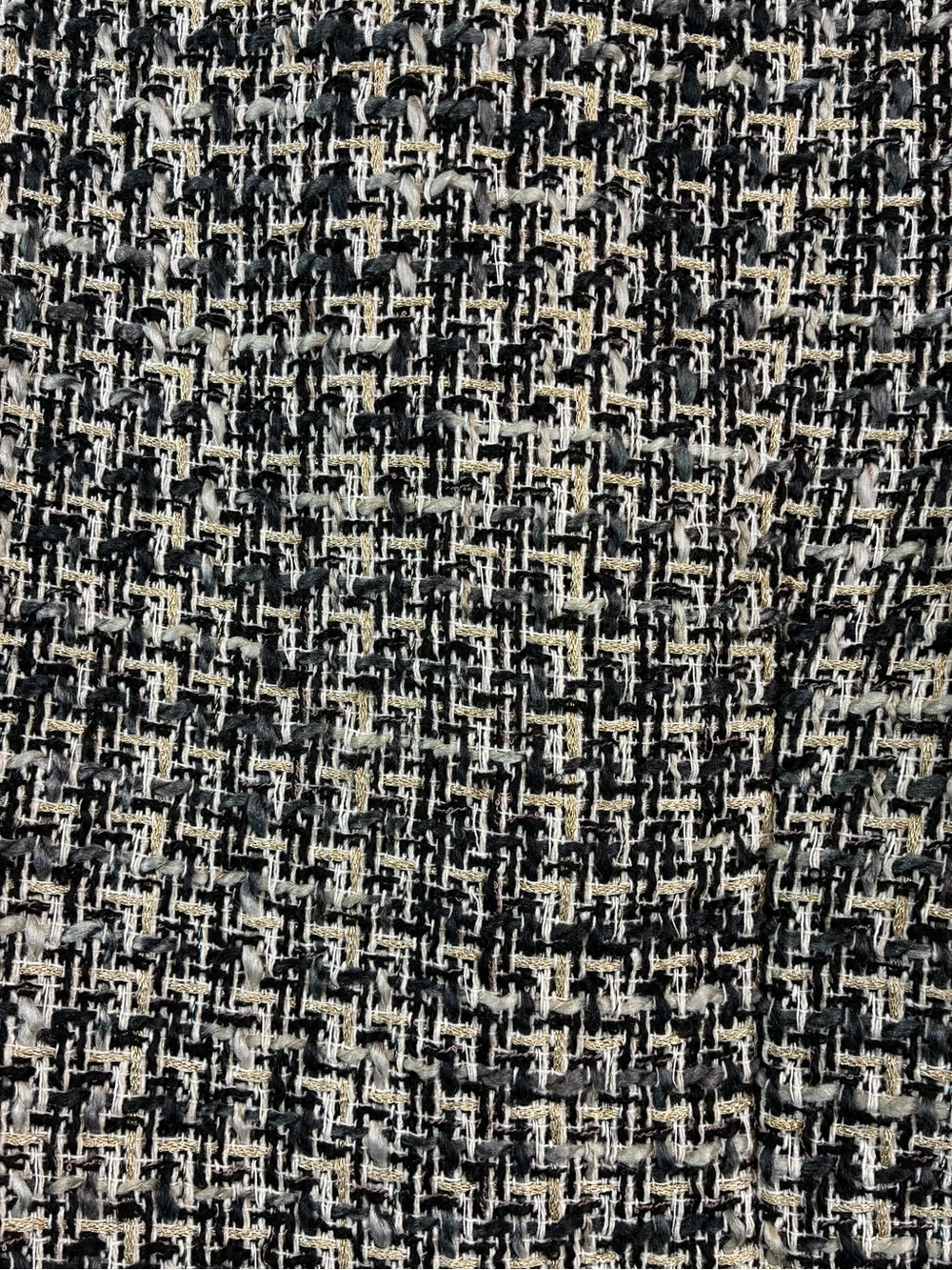 Women's LUSA Paris Black/Cream/Gold Tweed Frayed Edge Cropped Blazer - size S/M - Picture 5 of 12